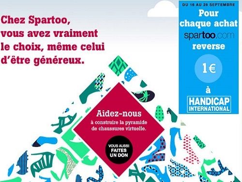 Affiche du partenariat Spartoo en faveur de son opération pour handicap internationale