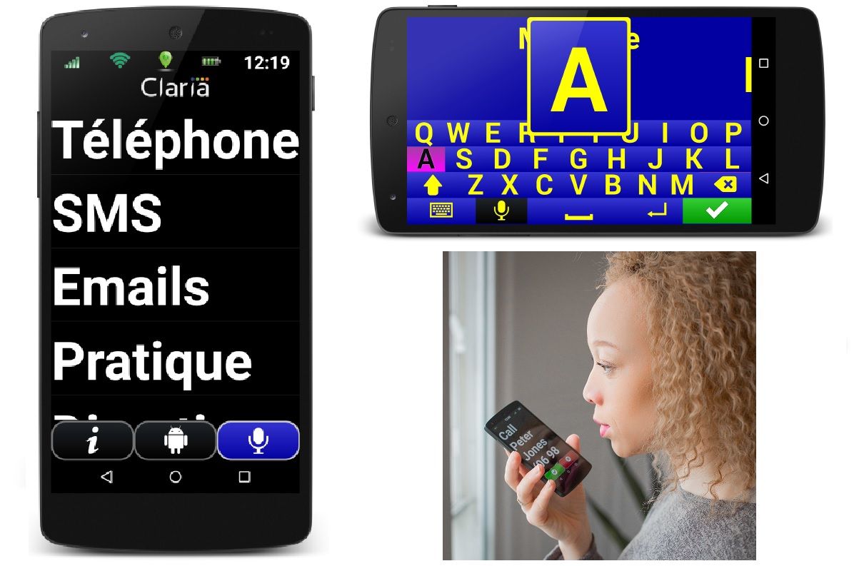 Nouveau systheme accessibilite deficients visiuels pour telephone portable Claria Zoom