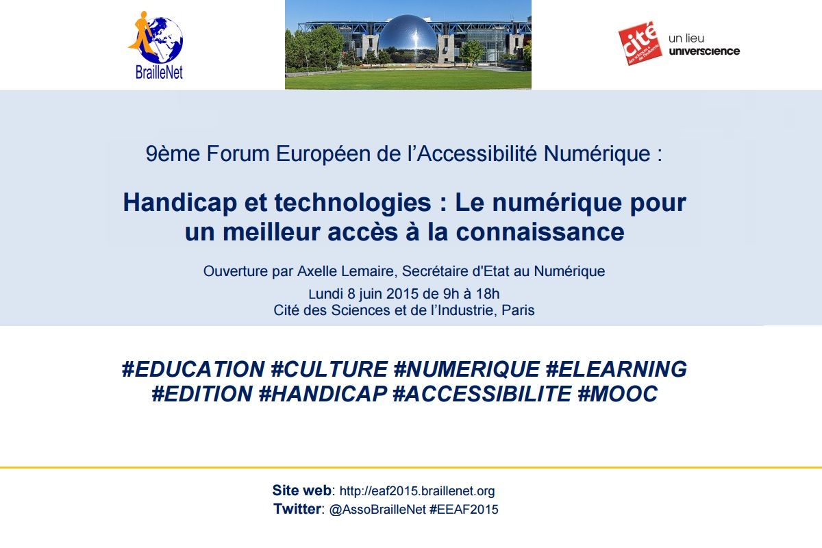 Affiche du 9eme Forum Europeen de l accessibilite numerique