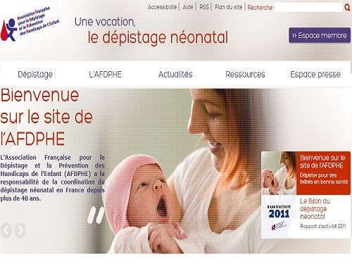 Page d’accueil recadrée du nouveau site internet de l'association AFDPHE