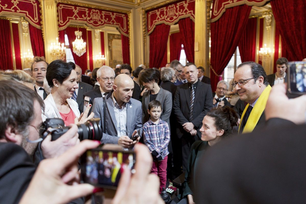 AFM et sa presidente lors de la reception a l Elysee avec Francois HOLLANDE