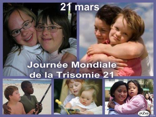 photo montage comportant plusieurs enfants trisomique dans le cadre de la journ&eacute;e mondiale de la trisomie 21