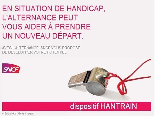 Affiche présente sur le formulaire du disposition de formation professionnelle handtrain mise en place par la SNCF