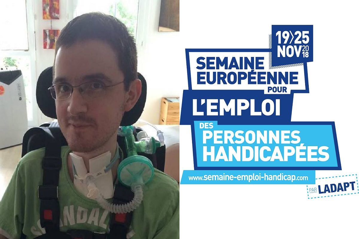 Maxime couvreur en situation de handicap moteur a droite le logo de seeph 2018 36d35