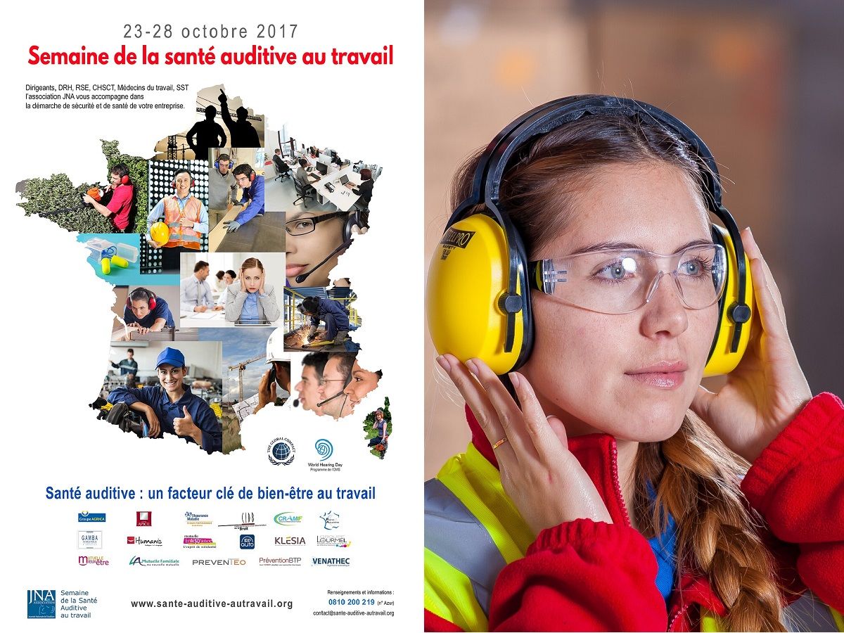 Affiche deuxième édition de la semaine de la santé auditive au travail du 23 au 28 octobre 2017