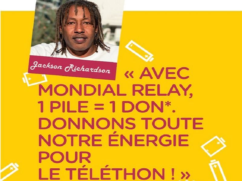 Collecte de piles par Mondial Relay au profit de l AFM avec comme parrain Jackson RICHARDSON