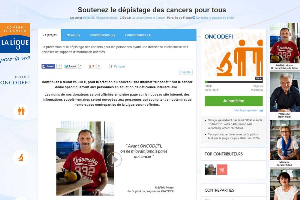 Site de Collecte de Don contre le cancer et le handicap mental