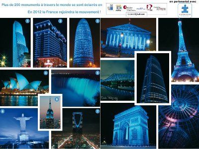 La france en bleu comme le reste du monde pour c&eacute;l&eacute;brer la 5 journ&eacute;e mondiale de l'autisme