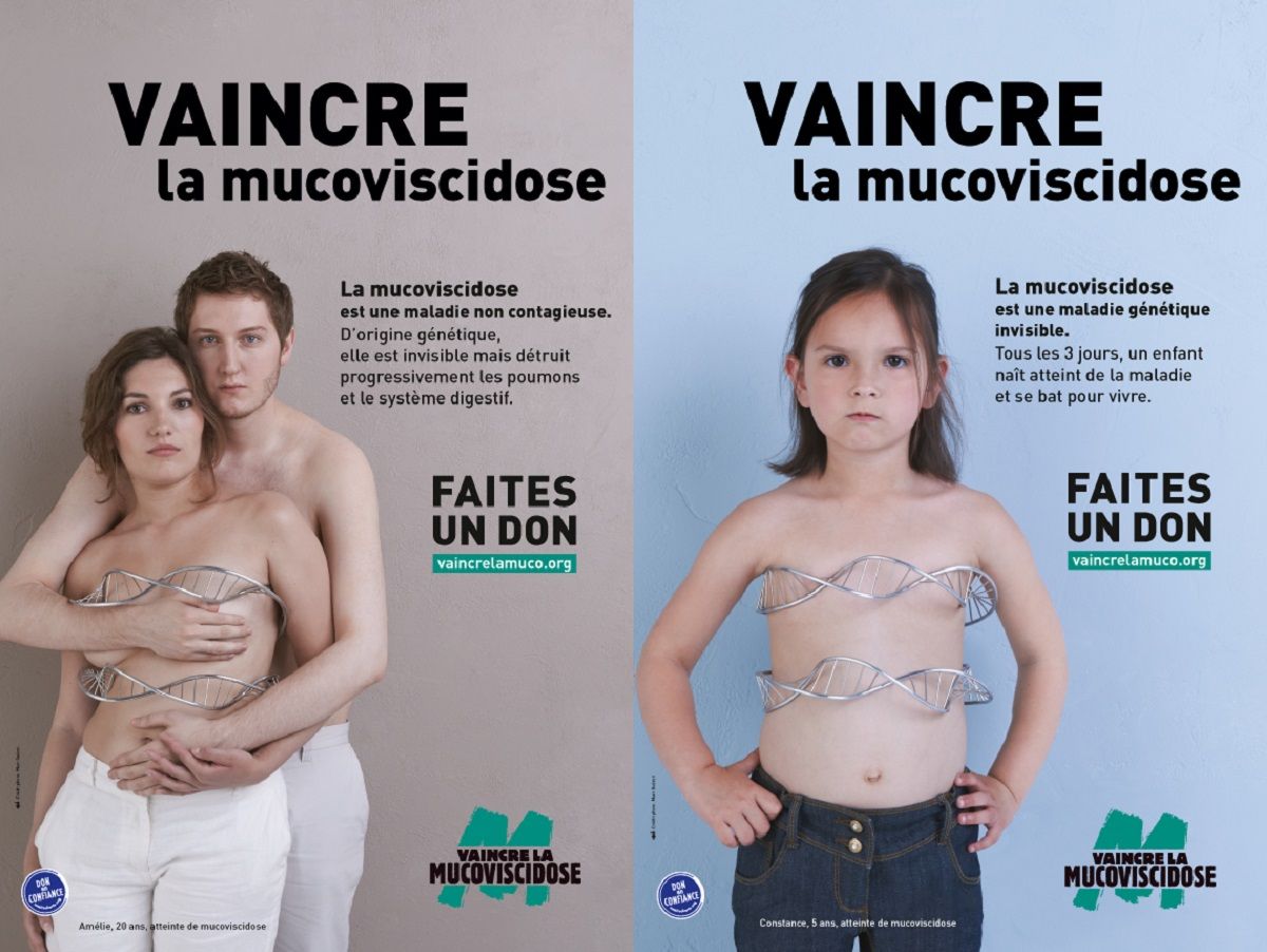 Affiche vaincre_la_mucoviscidose_campagne_amelie_et_vincent_et_Constance