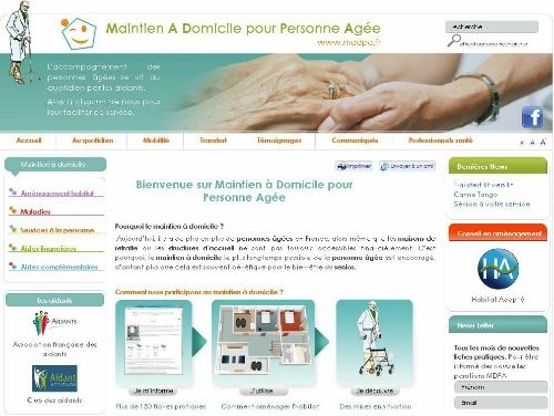 Page d'acceuil du site nouveau site d'information a destination des professionnelles de la dépendance madpa.fr