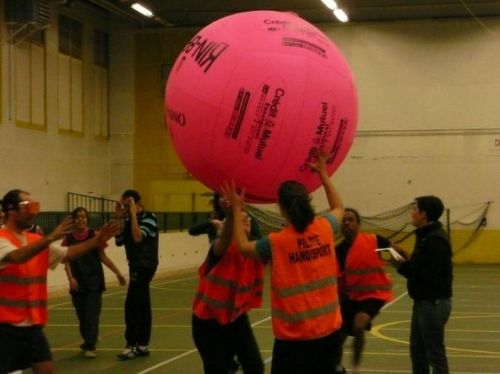 Le Kin-ball, activit&eacute; pratiqu&eacute;e ce jour l&agrave;, permet aux personnes valides et non valide de pratiquer ensemble la m&ecirc;me activit&eacute;&copy;FHI