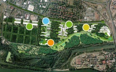 vue aérienne du site de l'oncopole de Toulouse.