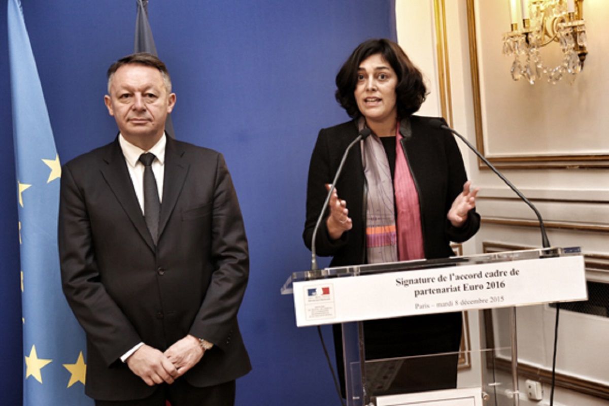 Le Ministre des sport et la Ministre du Travail lors de son discours euro_2016