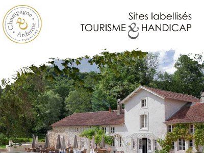 Partie haute de la couverture du guide touristique de Champagne-Ardennes répertoriant les sites labellisé tourisme et handicap